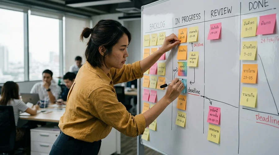 ปัญหาแผนคอนเทนต์ใช้ไม่ได้จริงและการอัปเดตสถานะงาน
