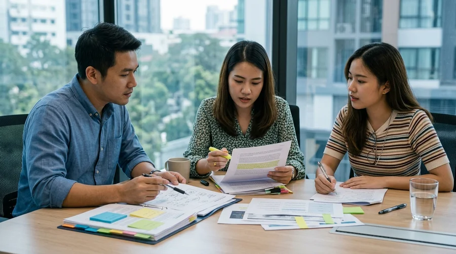 บทบาทใน content approval workflow ระหว่างผู้เขียน ผู้ตรวจ และผู้อนุมัติ