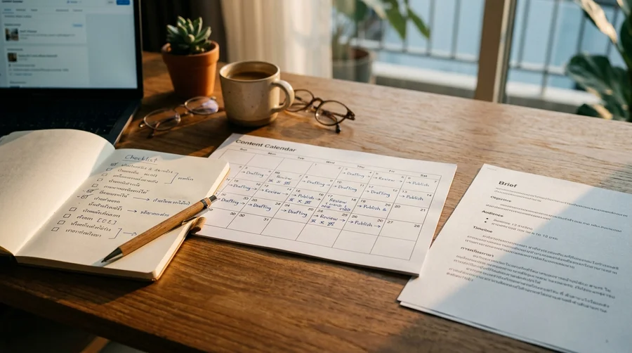 ระบบ workflow content calendar และ checklist สำหรับ scale content production
