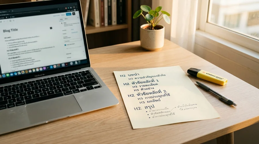 จัดโครงบทความ SEO ใน workflow เขียนบทความ wordpress