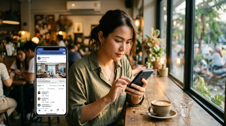 facebook นายหน้าอสังหา พฤติกรรมผู้ซื้อบนฟีดและกลุ่ม